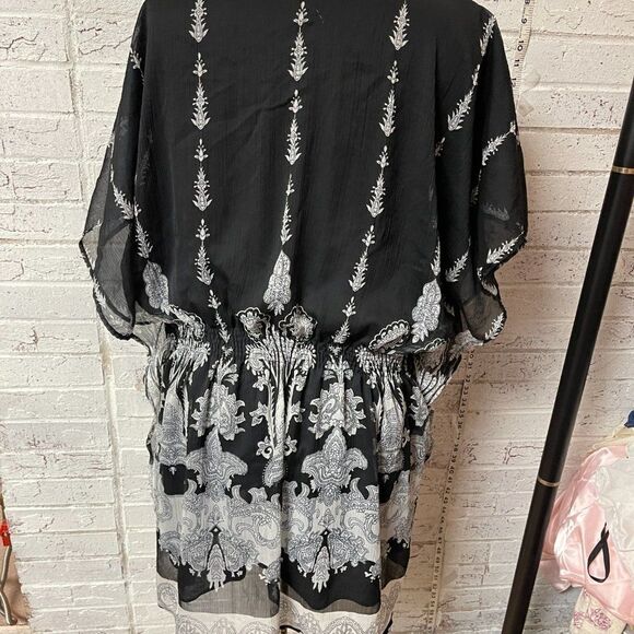 MPH Flowy Blouse Boho Black White Small - Picture 7 of 11